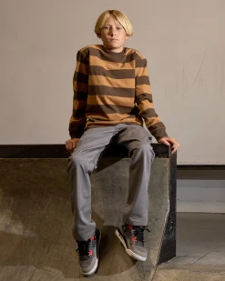 BOY RVCA Tees / Tanks>BOYS CHAINMAIL STRIPE LONG SLEEVE TEE