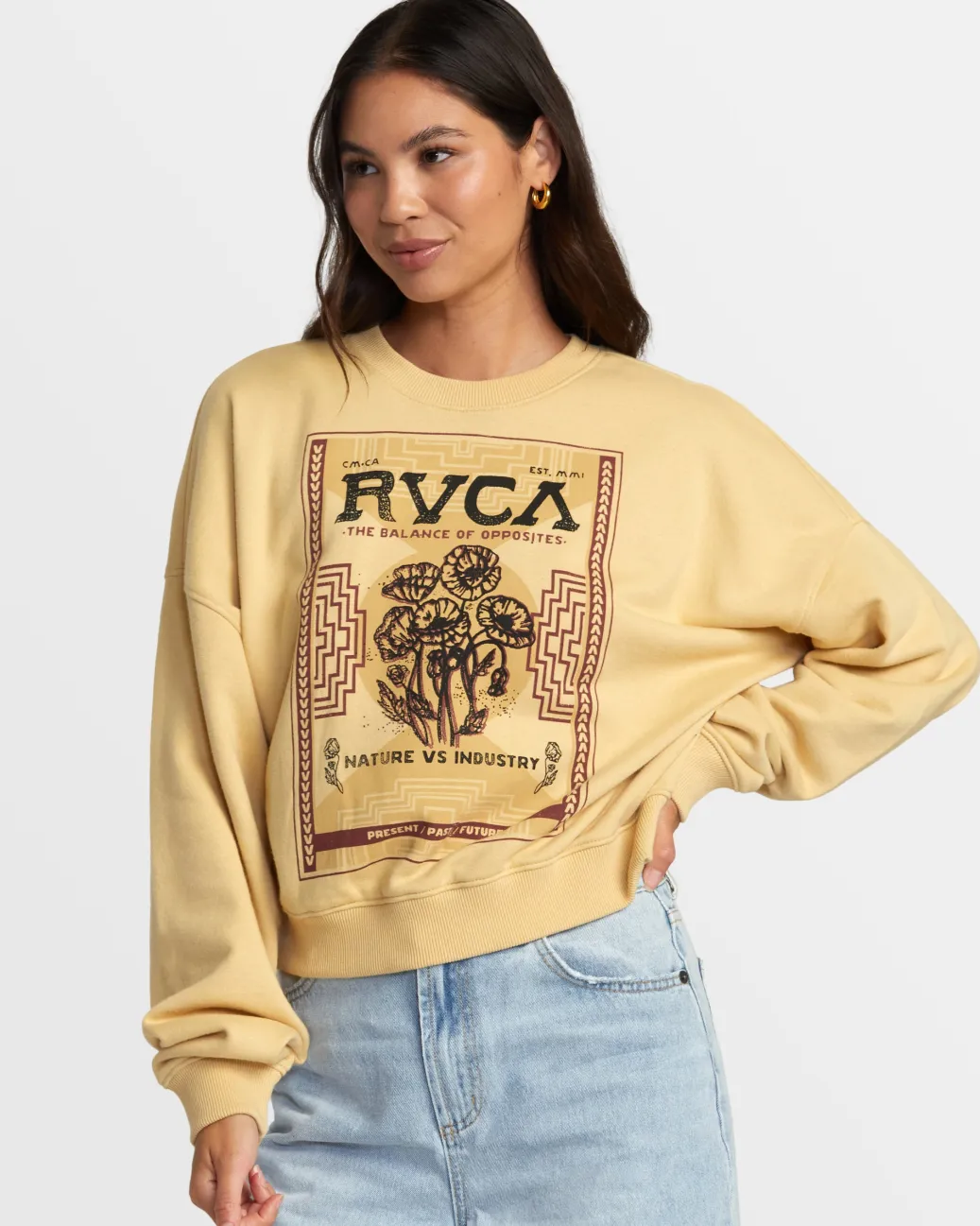 Women RVCA Hoodies / Fleece>COURT CREWNECK SWEATSHIRT