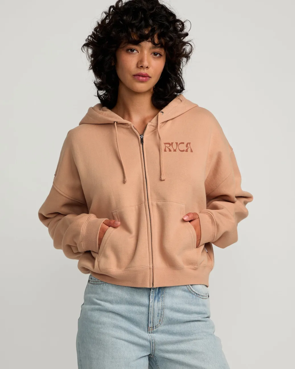 Women RVCA Hoodies / Fleece>COURT ZIP HOODIE