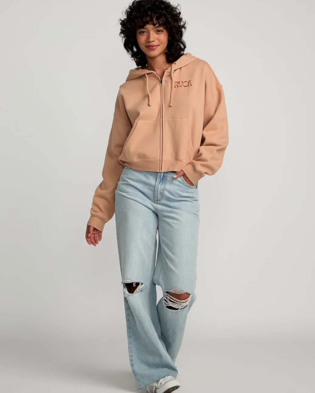 Women RVCA Hoodies / Fleece>COURT ZIP HOODIE