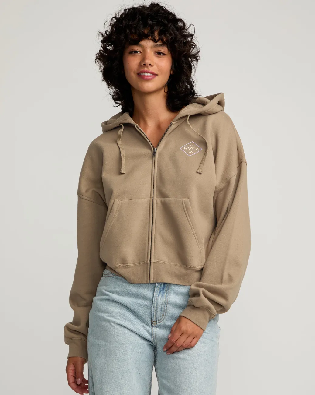 Women RVCA Hoodies / Fleece>COURT ZIP HOODIE