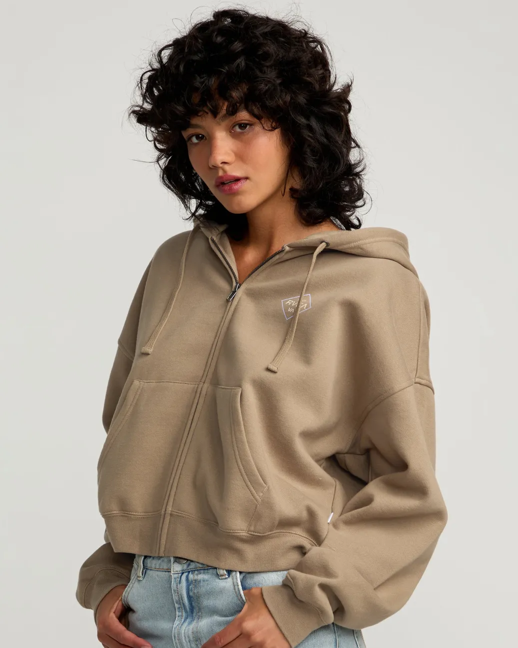 Women RVCA Hoodies / Fleece>COURT ZIP HOODIE