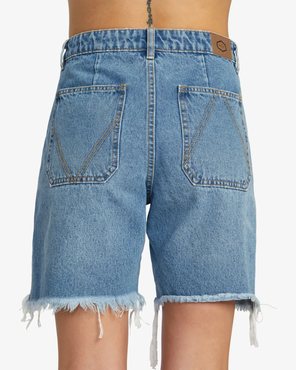 Women RVCA Denim>CRAWFORD LONG SHORT DENIM SHORTS