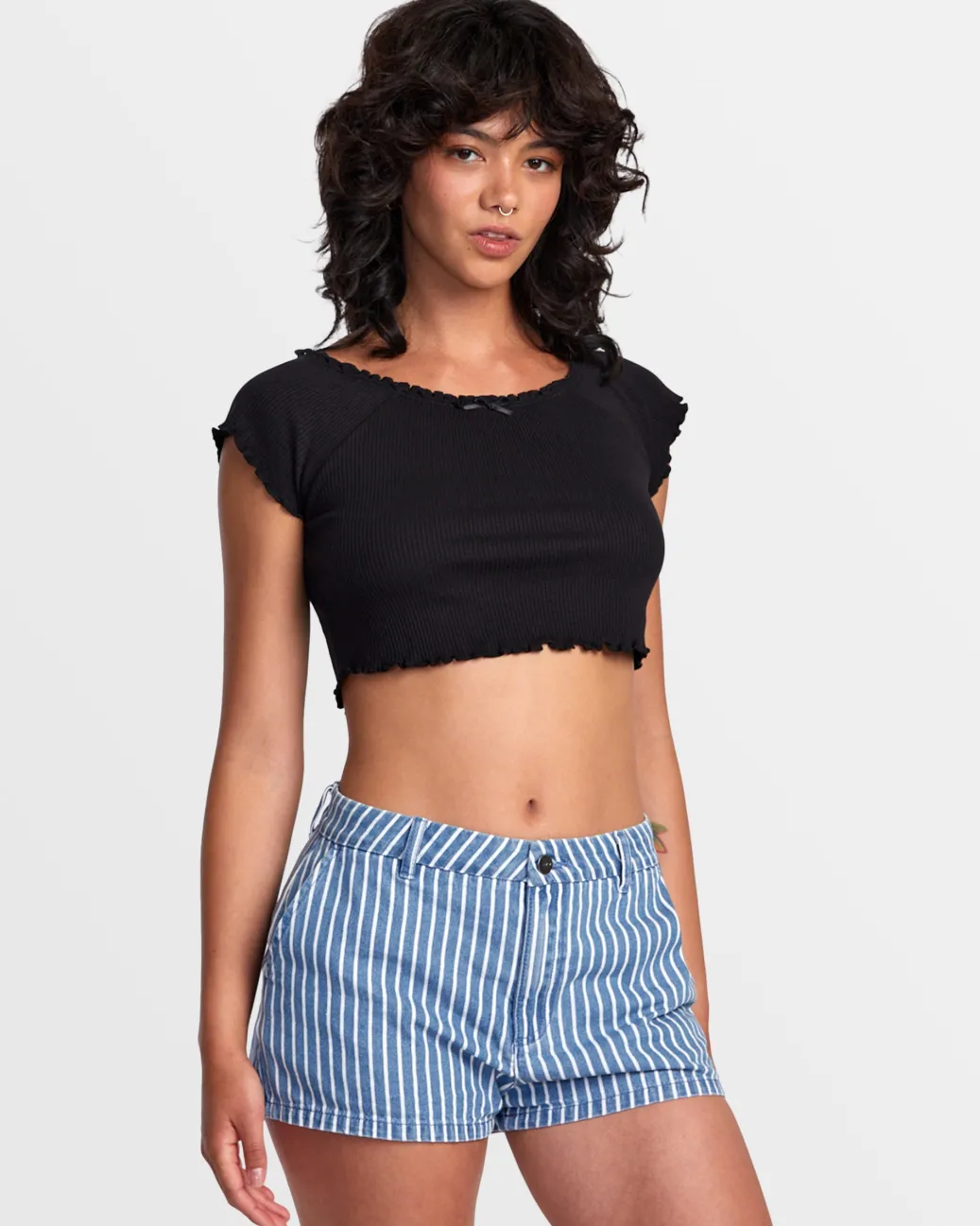 Women RVCA Tops>DELILAH OFF-THE-SHOULDER CROP TOP