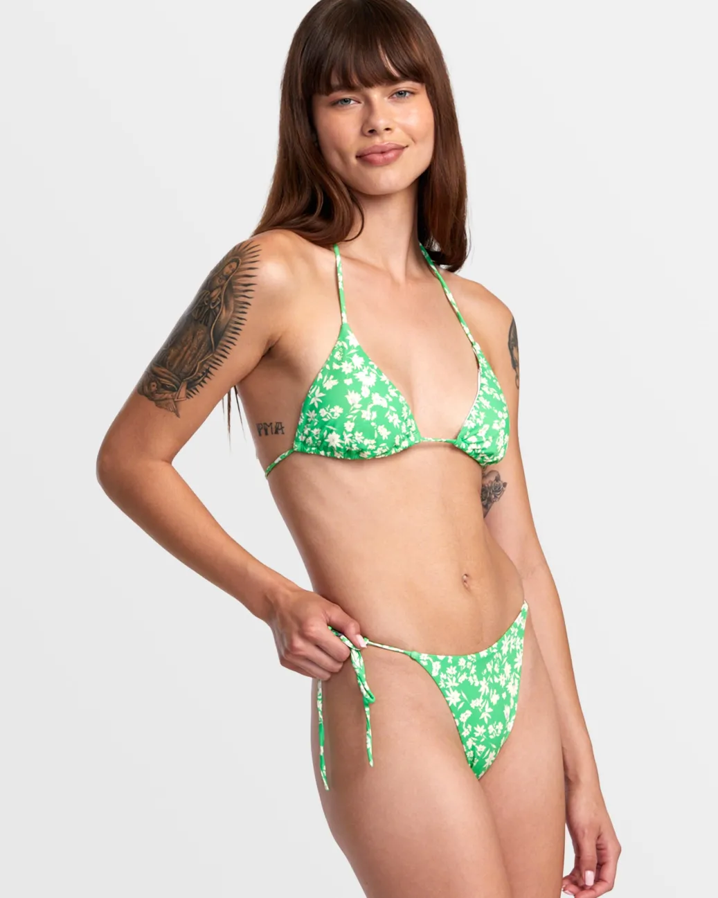 Women RVCA Bikini Bottoms|Bikini Bottoms>GARDEN PARTY SIDE TIE SKIMPY BIKINI BOTTOMS