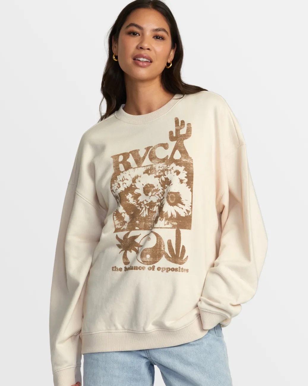 Women RVCA Hoodies / Fleece>HAMILTON CREWNECK SWEATSHIRT