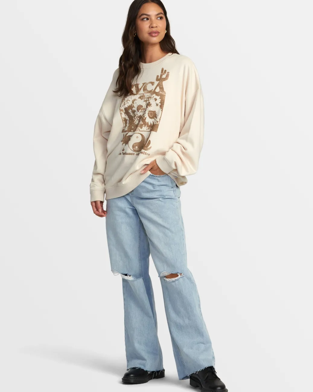 Women RVCA Hoodies / Fleece>HAMILTON CREWNECK SWEATSHIRT