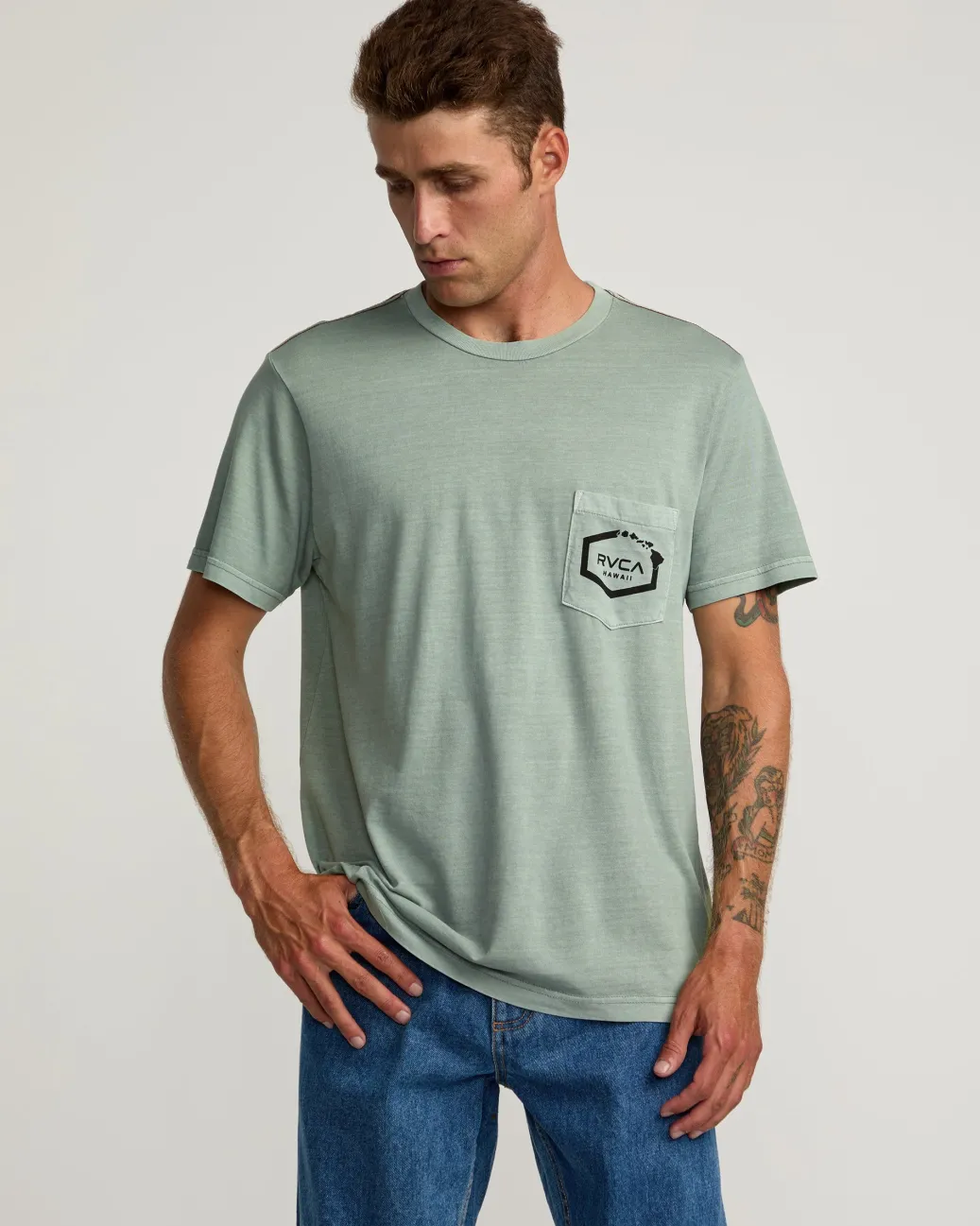RVCA Tees / Tanks>HAWAII ISLAND HEX POCKET TEE