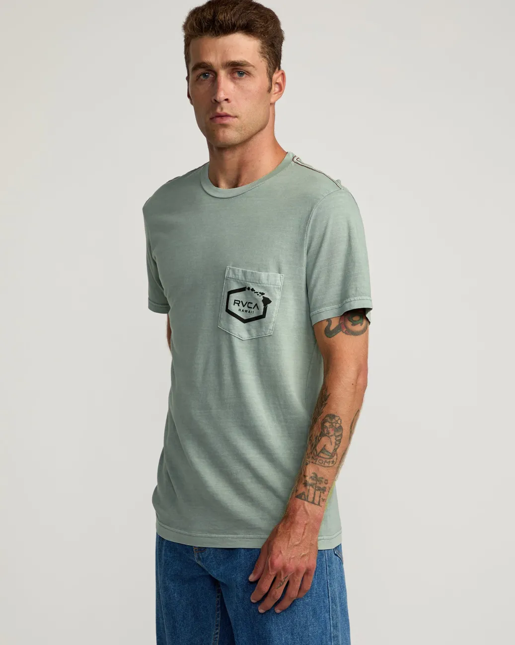 RVCA Tees / Tanks>HAWAII ISLAND HEX POCKET TEE