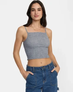 Women RVCA Tops>HOUNDSTOOTH REVIVAL CROPPED TANK TOP