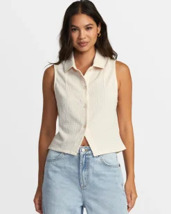 Women RVCA Tops>KLEIN BUTTONED TANK TOP