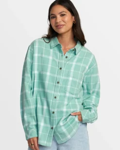 Women RVCA Tops>MABLE FLANNEL LONG SLEEVE SHIRT
