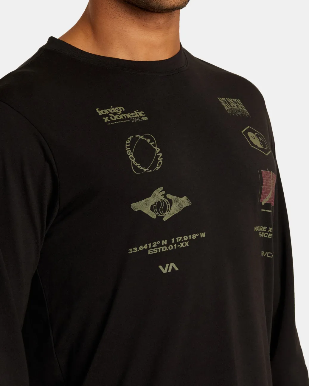 RVCA Workout Shirts|Tees / Tanks>MULTI GRID LONG SLEEVE TEE