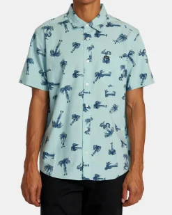 RVCA Shirts / Flannels>POMMIER PALMS SHORT SLEEVE SHIRT