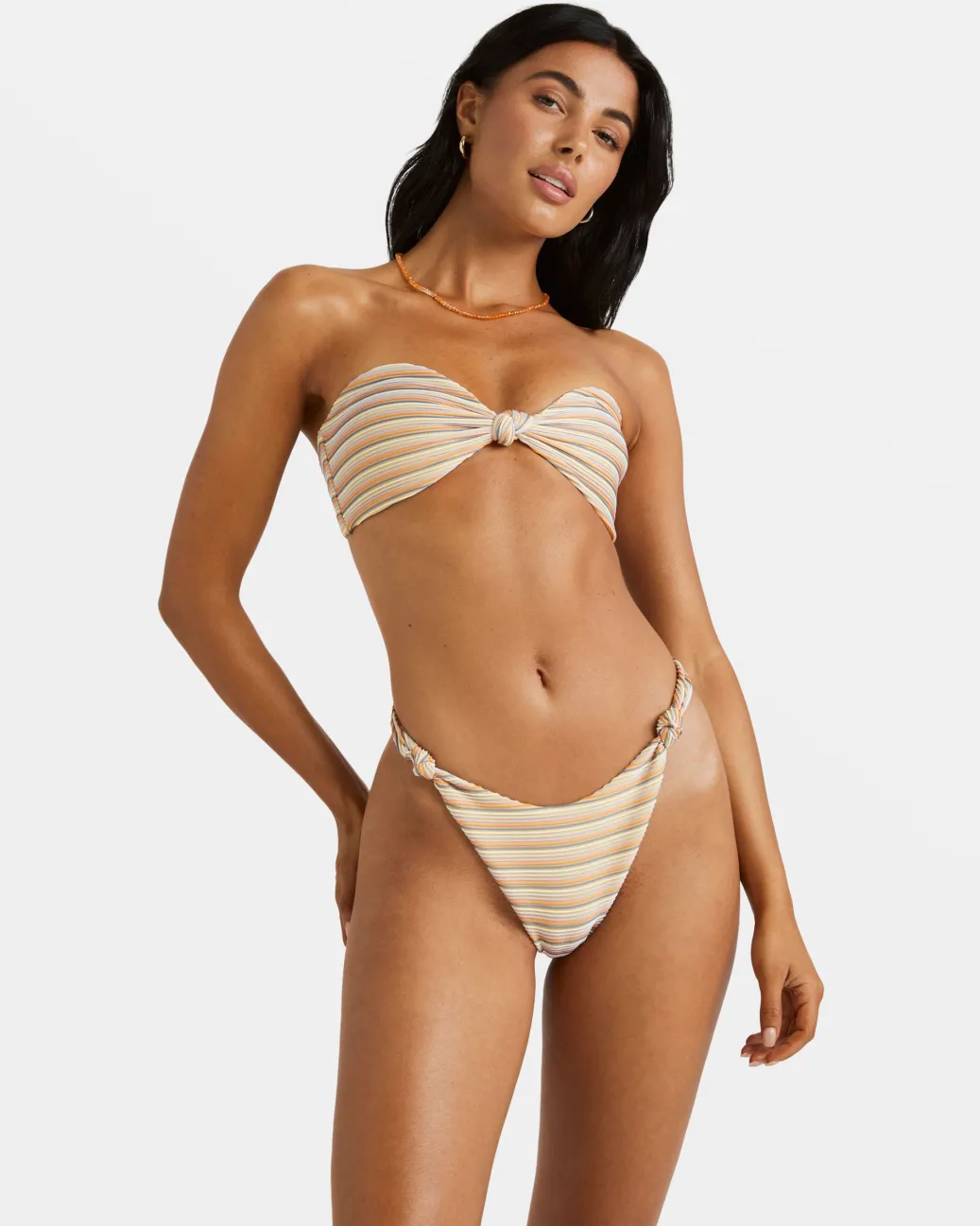 Women RVCA Bikini Tops|Bikini Tops>RIPPLE AND TWIST BANDEAU BIKINI TOP