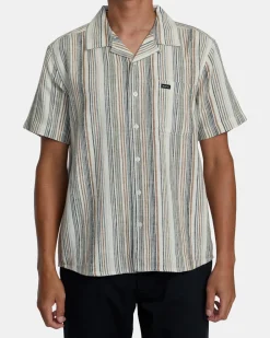 RVCA Shirts / Flannels>SATELLITE STRIPE SHORT SLEEVE SHIRT