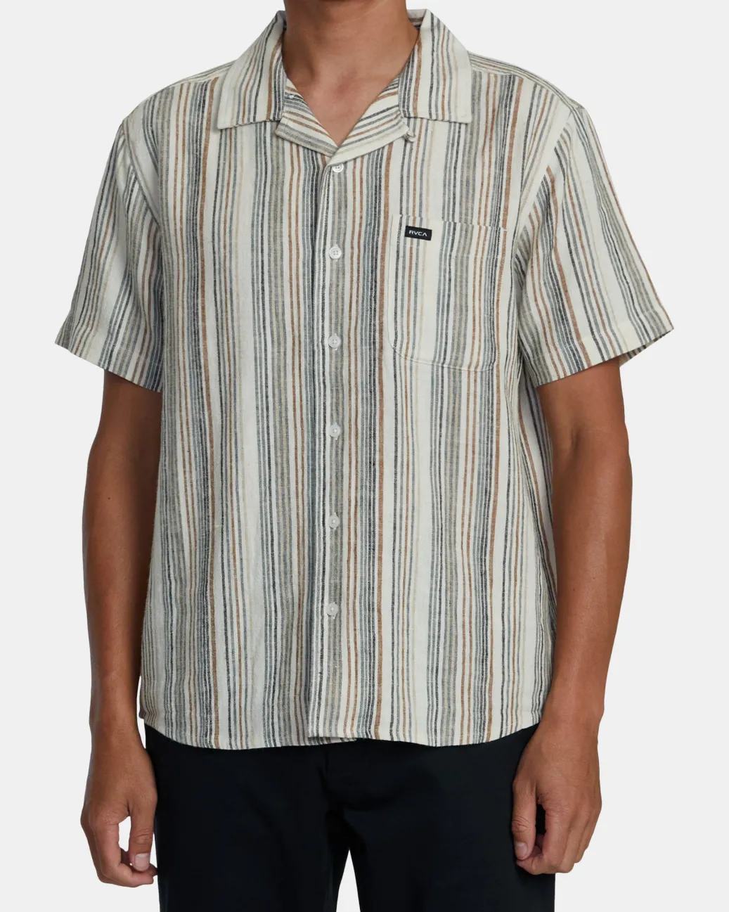 RVCA Shirts / Flannels>SATELLITE STRIPE SHORT SLEEVE SHIRT