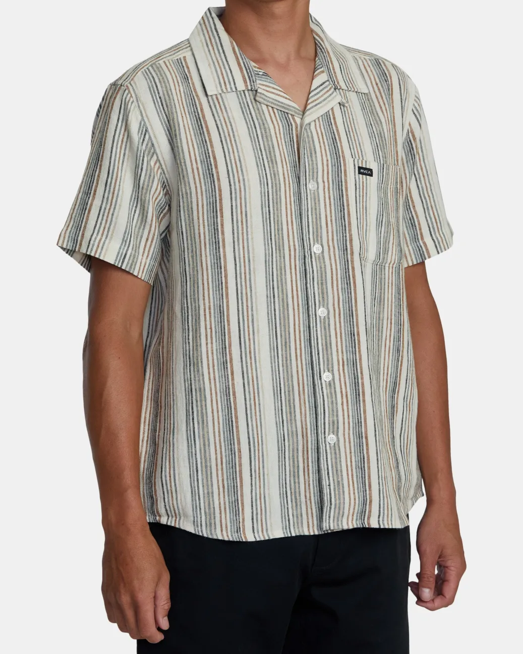 RVCA Shirts / Flannels>SATELLITE STRIPE SHORT SLEEVE SHIRT