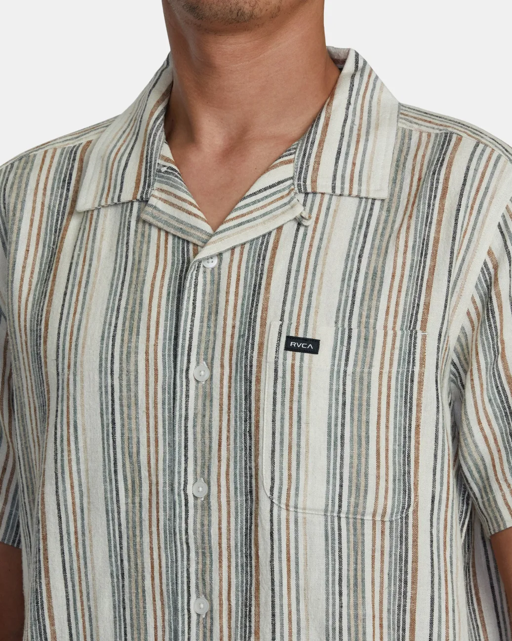 RVCA Shirts / Flannels>SATELLITE STRIPE SHORT SLEEVE SHIRT