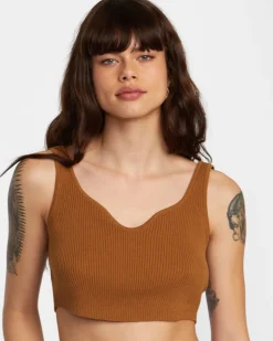 Women RVCA Tops>SELECTS ROUNDABOUT SWEATER TANK V-NECK SWEATER