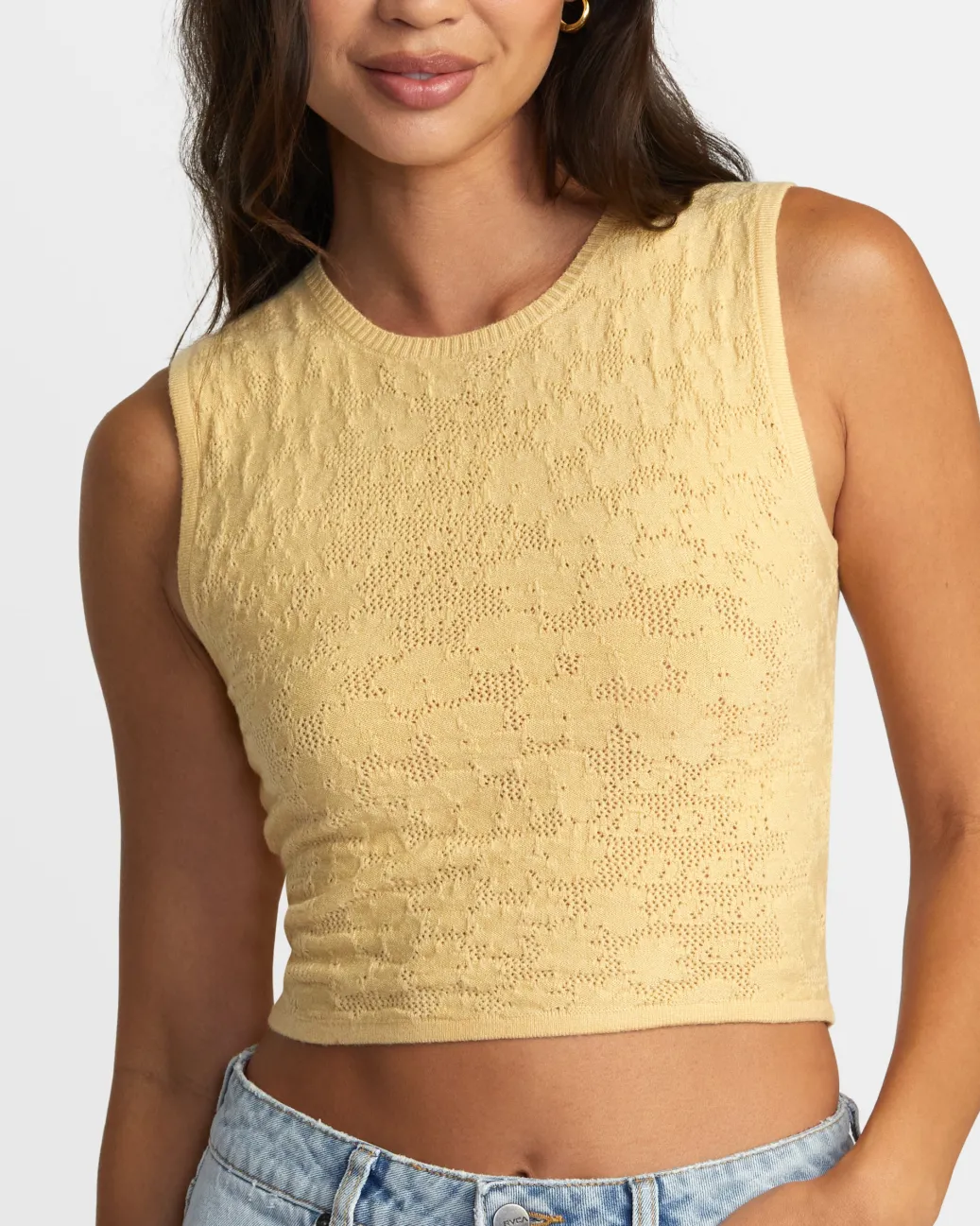Women RVCA Tops>SELECTS SHIVER SWEATER TANK CREW NECK SWEATER