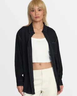 Women RVCA Tops>SHOWDOWN BUTTON UP TOP