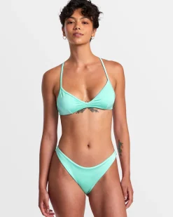 Women RVCA Bikini Tops|Bikini Tops>SOLID SHIMMER CROSSBACK TRIANGLE BIKINI TOP
