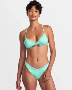 Women RVCA Bikini Bottoms|Bikini Bottoms>SOLID SHIMMER HIGH LEG FRENCH BIKINI BOTTOMS