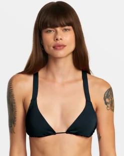 Women RVCA Bikini Tops|Bikini Tops>SOLID WIDE CROSSBACK TRIANGLE BIKINI TOP