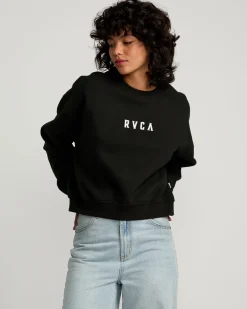 Women RVCA Hoodies / Fleece>STACKED COURT CREW SWEATSHIRT