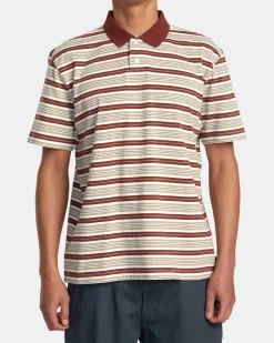 RVCA Tees / Tanks>UPTOWN STRIPE POLO SHORT SLEEVE POLO SHIRT