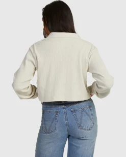 Women RVCA Tees / Tanks|Tops>WAFFLE VTG LONG SLEEVE KNIT